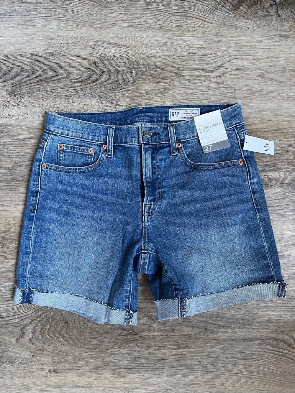 GAP Medium Blue Rolled Hem Denim Shorts